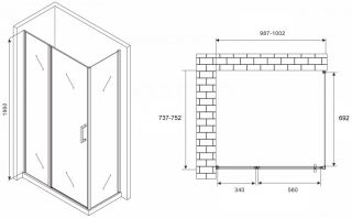 Душевой уголок ABBER Sonnenstrand AG04100BS-S75B 100x75см чёрный